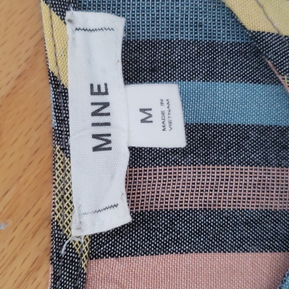 Mine 100% Rayon Striped Button A-Line Tank Top Size Medium - Picture 2 of 9